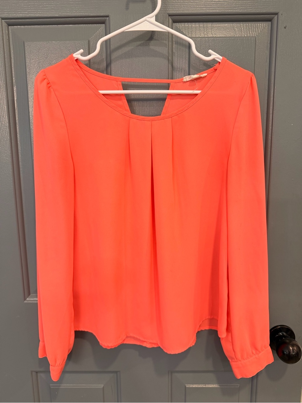 🌸 Women's Spring/Summer Coral Long-Sleeve Pleated Blouse